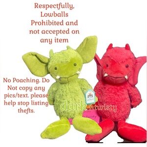 BNWT RETIRED JELLYCAT PANDORA PIXIE AND GRIZZO GREMLIN